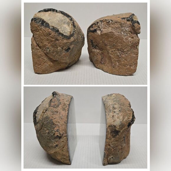 LARGE SET OF NATURAL QUARTZ AGATE CRYSTAL GEODE BOOKENDS - Picture 6 of 9